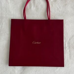 Cartier Deep Red Paper Tote with Gold Logo